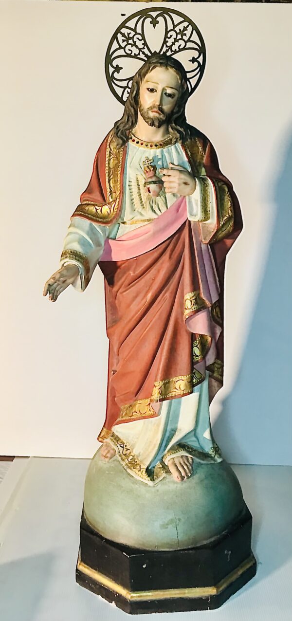 statue religieuse sacré coeur de jésus antiquités (5)